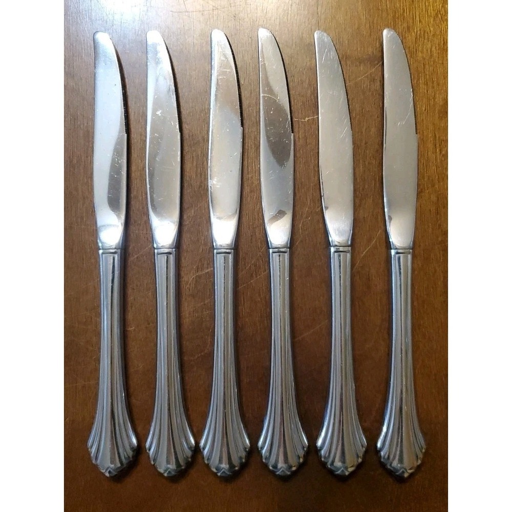 6 Oneida USA BANCROFT Dinner Knives Stainless Flatware